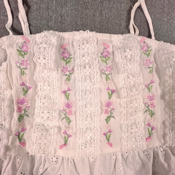 Altar’d State Jaine Floral Embroidered Eyelet Lace Crop Tank XXL Side Zip Boho - Picture 3 of 11